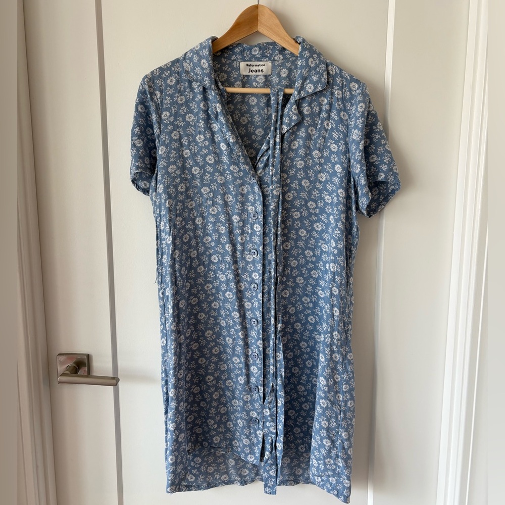 Reformation Blue Floral Dress